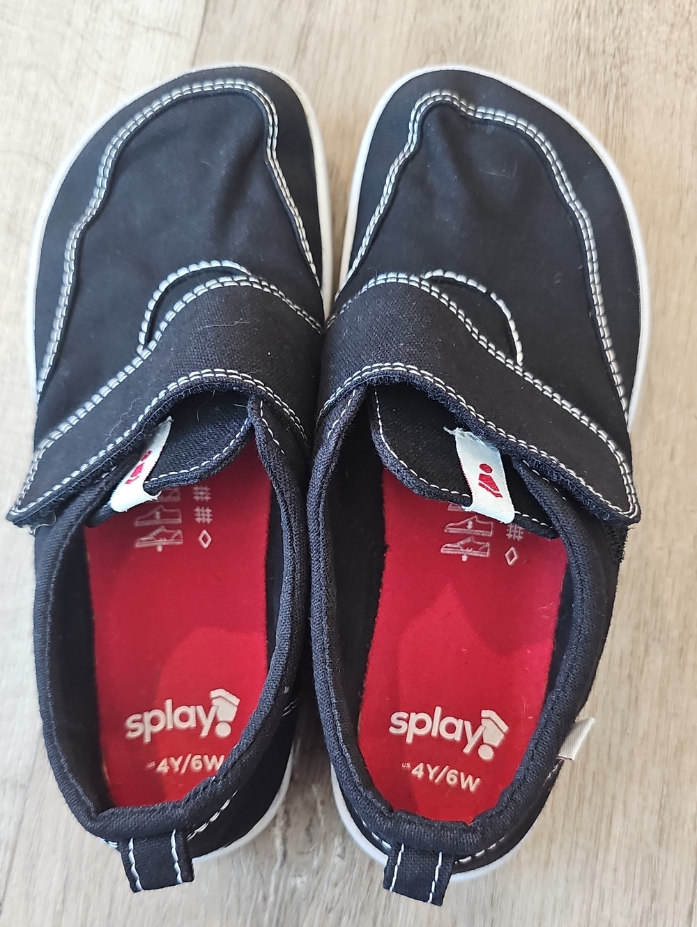 Splay Kids Black Slip-On  Barefoot Sneakers with Velcro Closure.